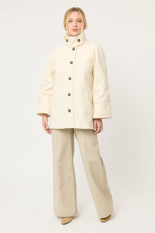 ABRIGO DE MUJER FORMAL CASUAL COLOR HUESO