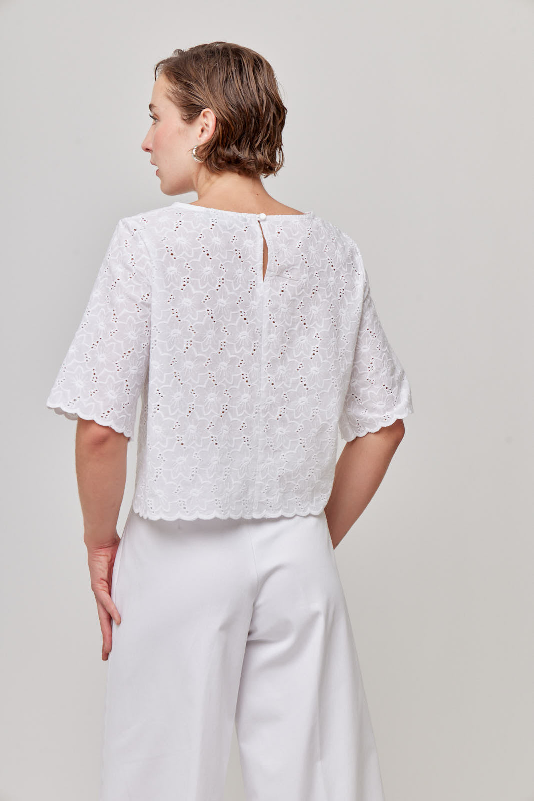 BLUSA BLANCA MANGA CORTA PARA MUJER GUIMAR