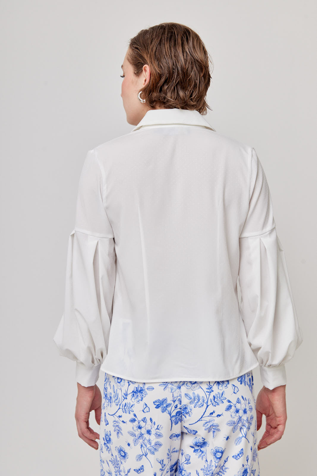 BLUSA CAMISERA BLANCA MANGA LARGA PARA MUJER MORRIS