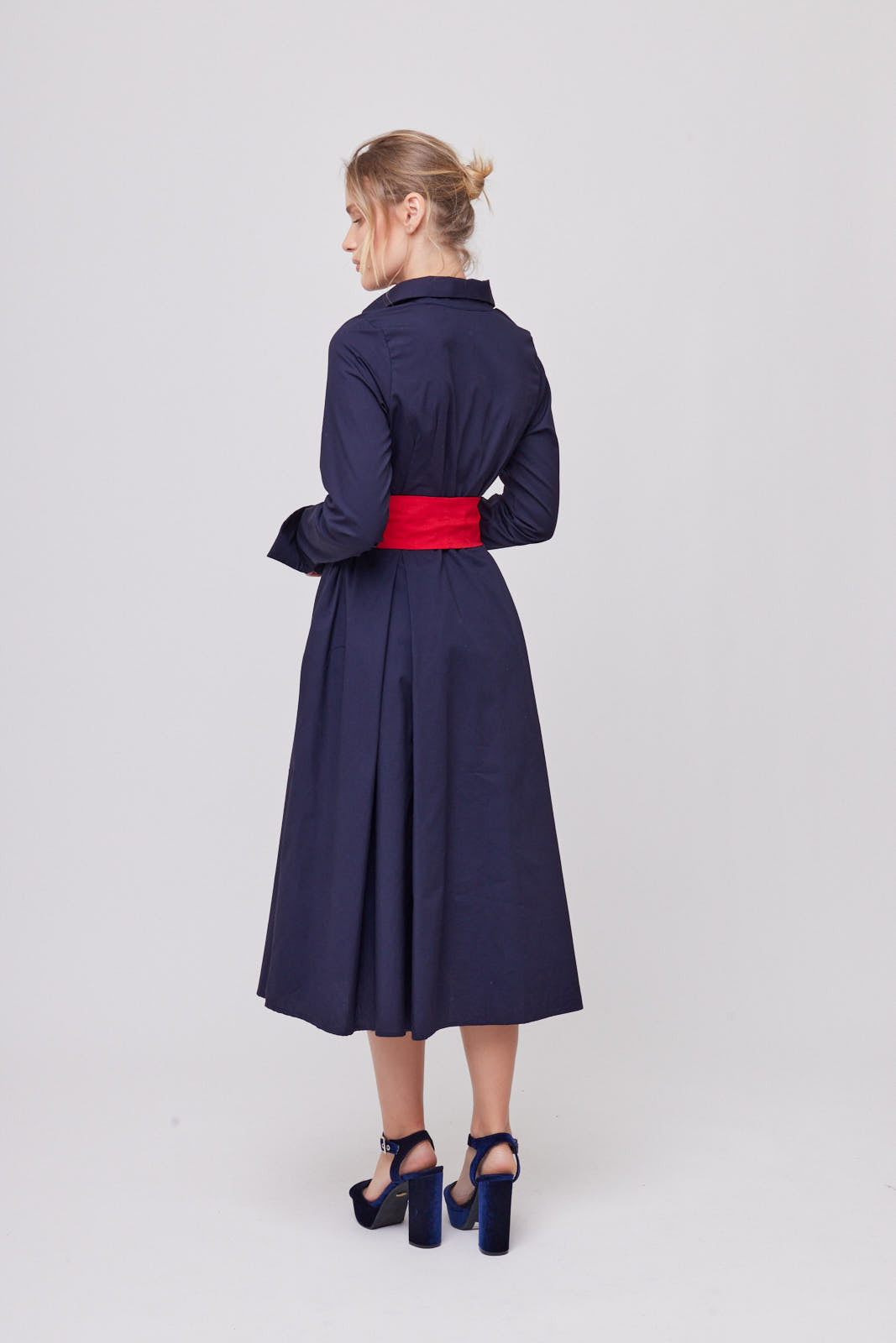 VESTIDO DE FIESTA AZUL MARINO MIDI PARA MUJER PIERRE