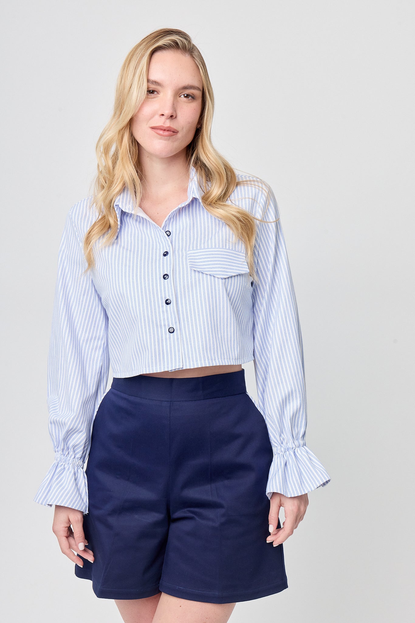 BLUSA CAMISERA MANGA LARGA MUJER