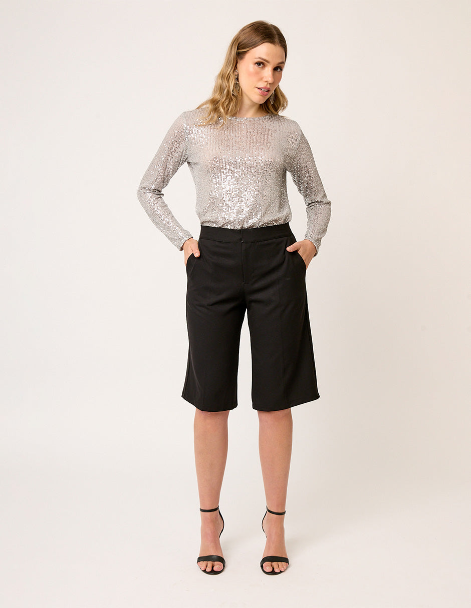 PANTALÓN CORTO STRETCH RECTO CON BOLSILLOS Y CIERRE FRONTAL SAINT GERMAIN
