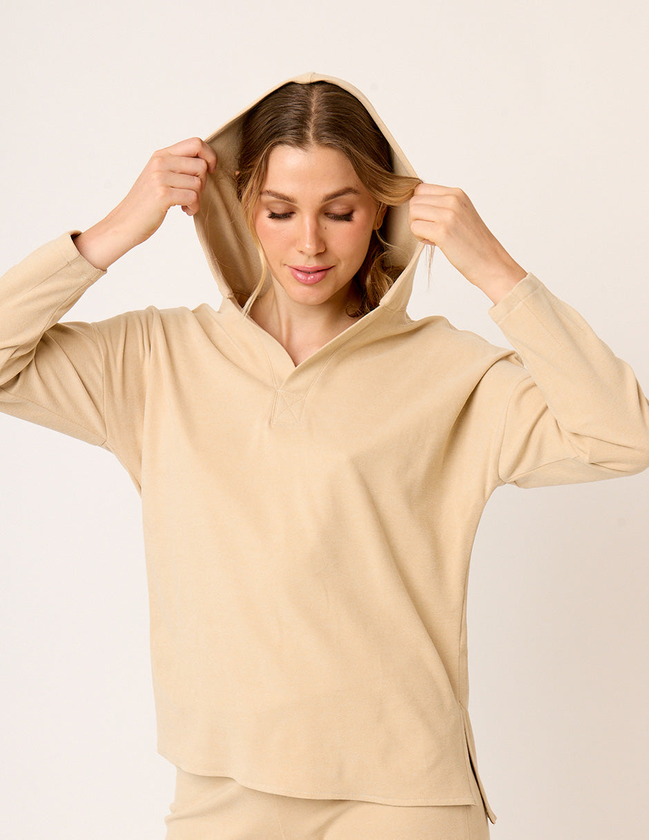 SUDADERA CASUAL CON CAPUCHA Y MANGA LARGA ATERCIOPELADA CHAMP MARS