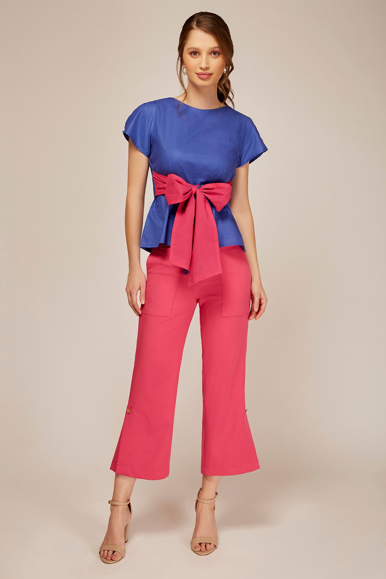 BLUSA BICOLOR MANGA CORTA