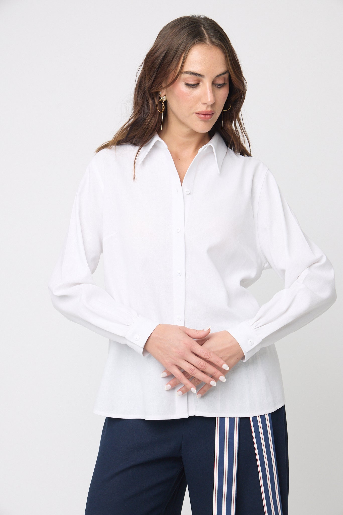 BLUSA CASUAL CAMISERA MANGA LARGA CON PUÑO