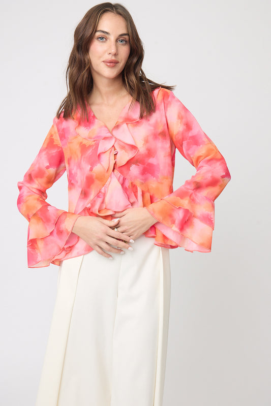 BLUSA CASUAL DE GASA ESTAMPADA