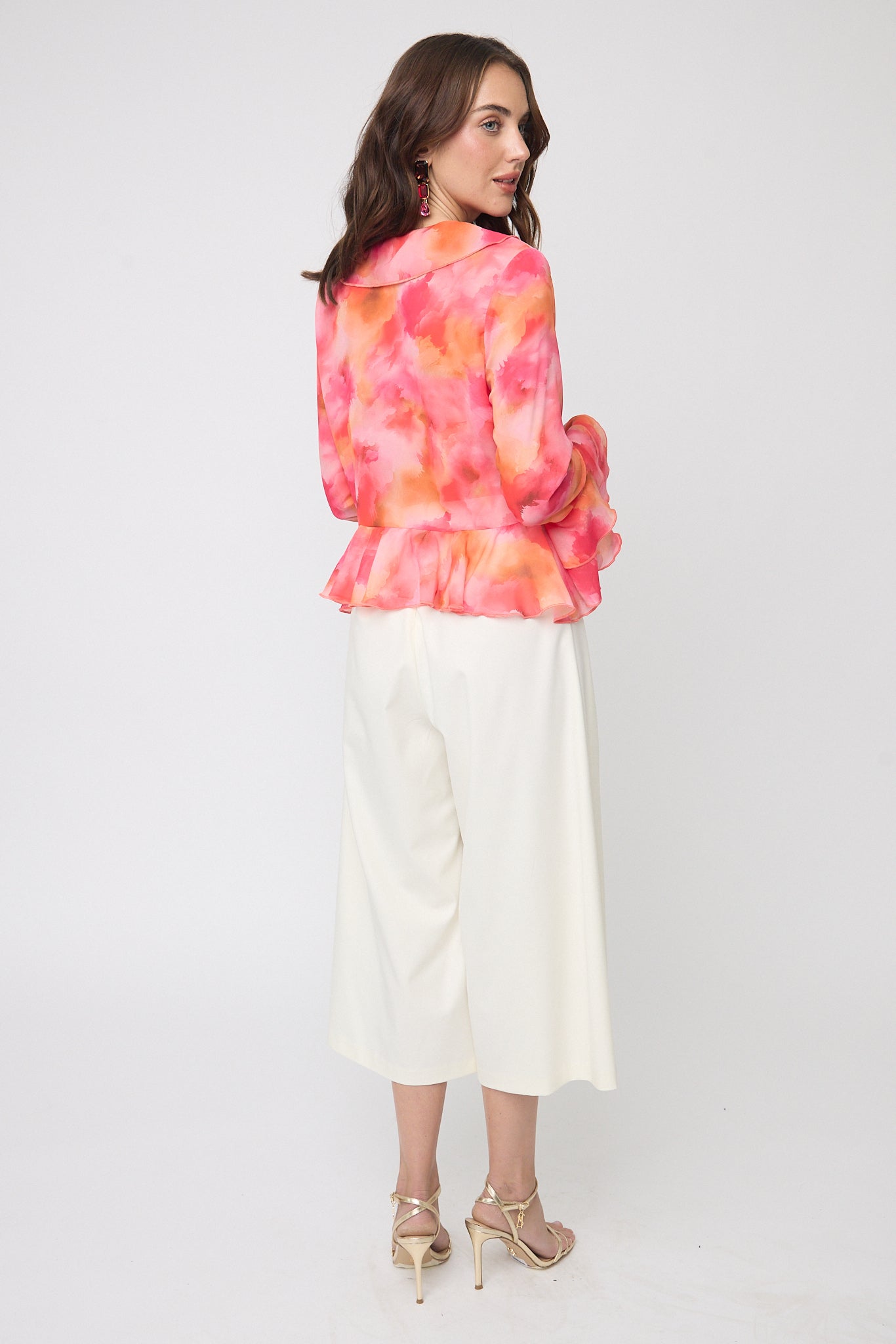 BLUSA FORMAL CASUAL DE GASA MANGA LARGA LARGO REGULAR