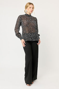 BLUSA NEGRA DE LUNARES DE SHIFFON