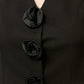 CHALECO FORMAL CASUAL NEGRO CON DETALLE DE FLORES AL FRENTE