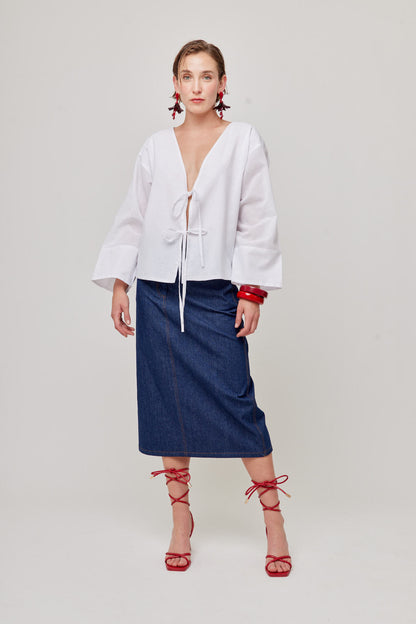 BLUSA BLANCA MANGA LARGA PARA MUJER MUNCH