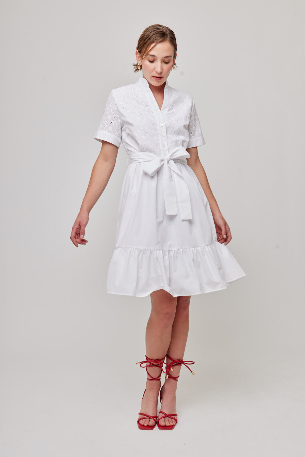 VESTIDO BLANCO CASUAL CORTO PARA MUJER GUIMAR – Linea Pura