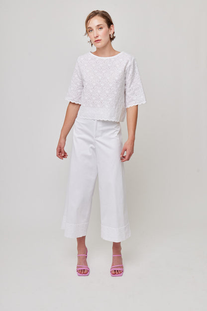 BLUSA BLANCA MANGA CORTA PARA MUJER GUIMAR