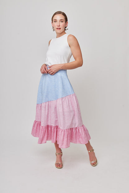 FALDA CASUAL LARGA MULTICOLOR MUJER