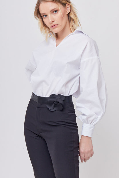 BLUSA BLANCA MANGA LARGA PARA MUJER LALIQUE