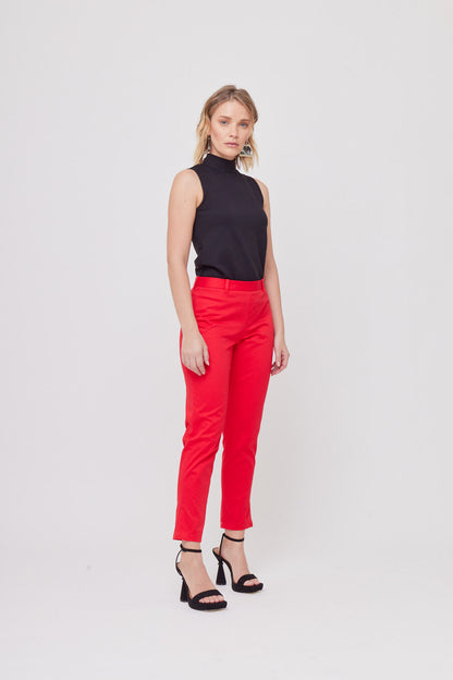 PANTALÓN DE VESTIR ROJO SKINNY PARA MUJER