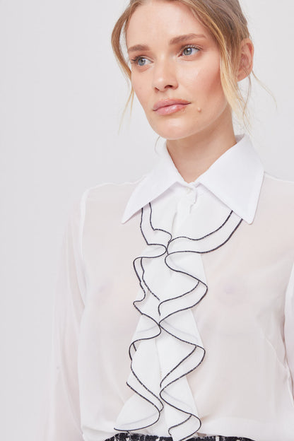 BLUSA BLANCA FORMAL MANGA LARGA PARA MUJER COCO