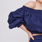 BLUSA STRAPLESS CASUAL AZUL MARINO MANGA LARGA PIERRE