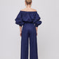 BLUSA STRAPLESS CASUAL AZUL MARINO MANGA LARGA PIERRE