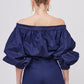 BLUSA STRAPLESS CASUAL AZUL MARINO MANGA LARGA PIERRE
