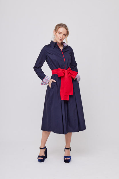 VESTIDO DE FIESTA AZUL MARINO MIDI PARA MUJER PIERRE