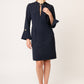 VESTIDO FORMAL RECTO DE MANGA LARGA CON BOTONES DORADOS HAUSSMAN