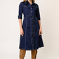 VESTIDO CASUAL CAMISERO DE GABARDINA AZUL MARINO MANGA CORTA VISIR
