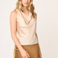 BLUSA SATINADA SIN MANGAS CON CUELLO COLUMPIO GARNIER