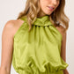 BLUSA SATINADA CUELLO ALTO SIN MANGA Y SISA HALTER ORANGERIE
