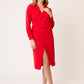 VESTIDO CAMISERO ROJO CRUZADO DE MANGA LARGA Y ABERTURA FRONTAL SAINT GERMAIN