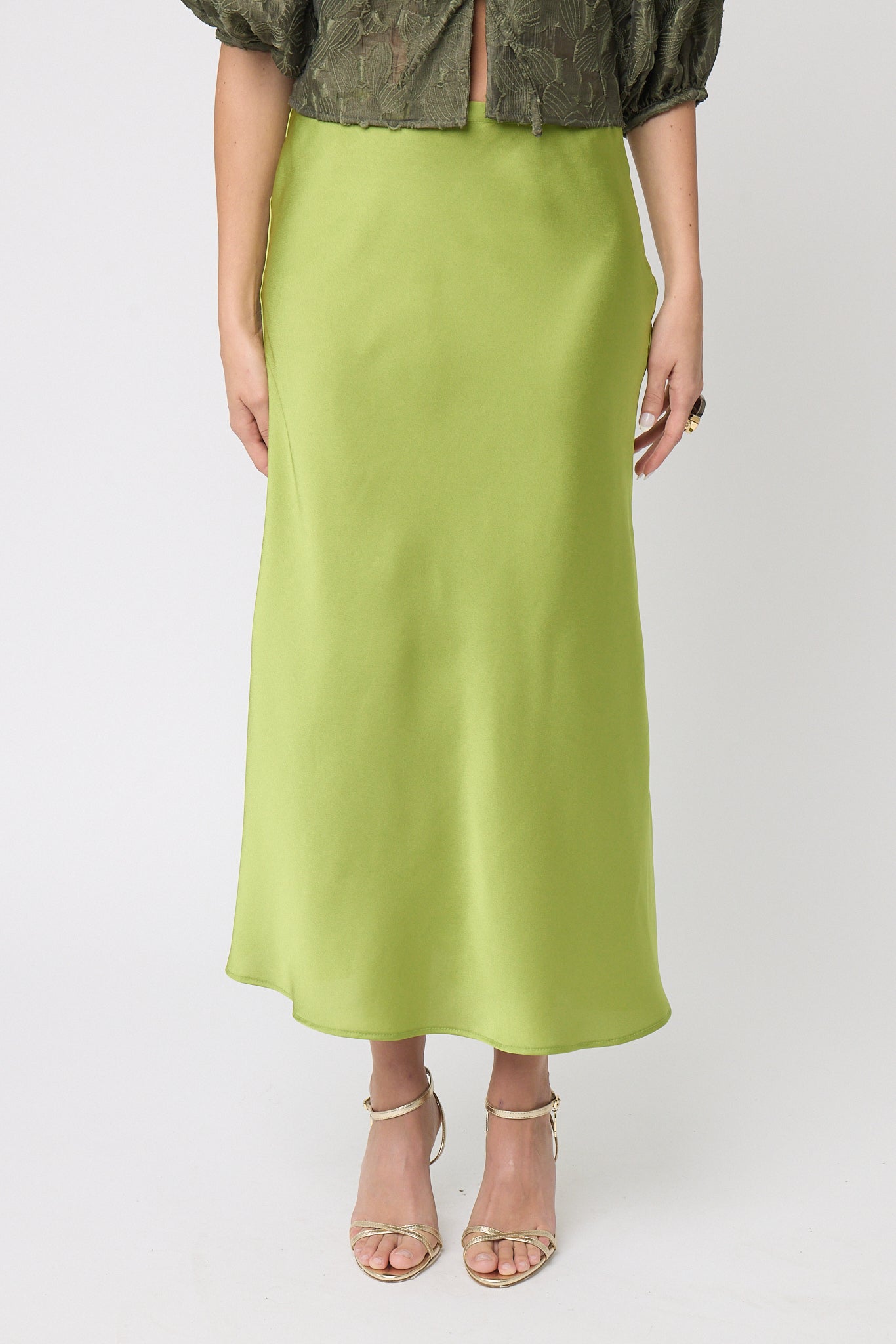 FALDA SATINADA CASUAL LARGO MIDI LIMONE