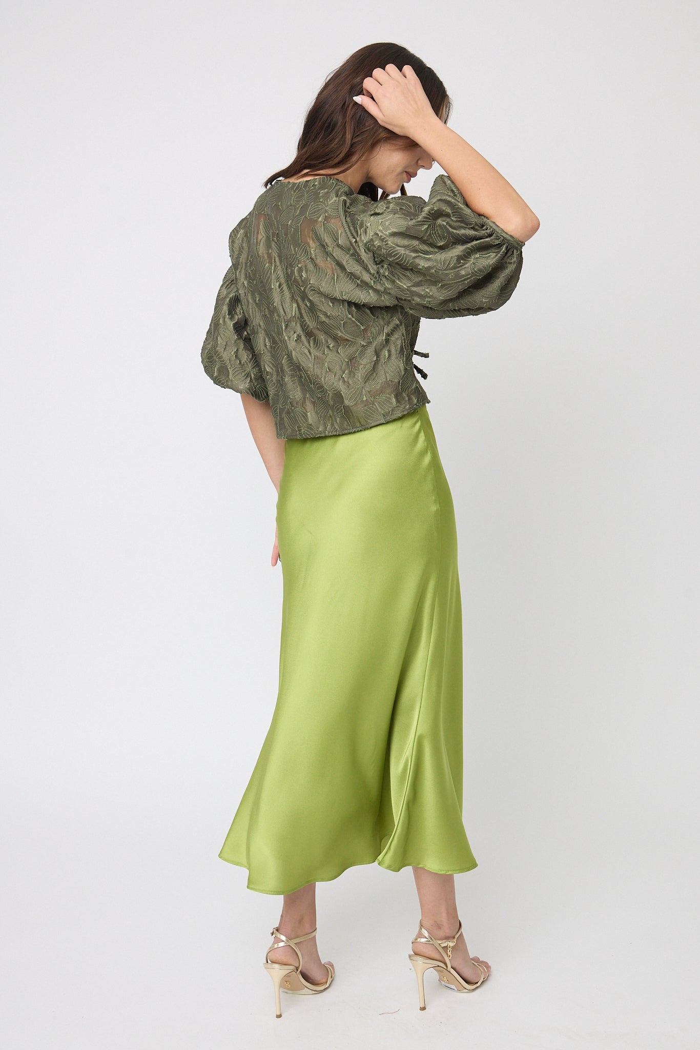 FALDA SATINADA CASUAL LARGO MIDI LIMONE