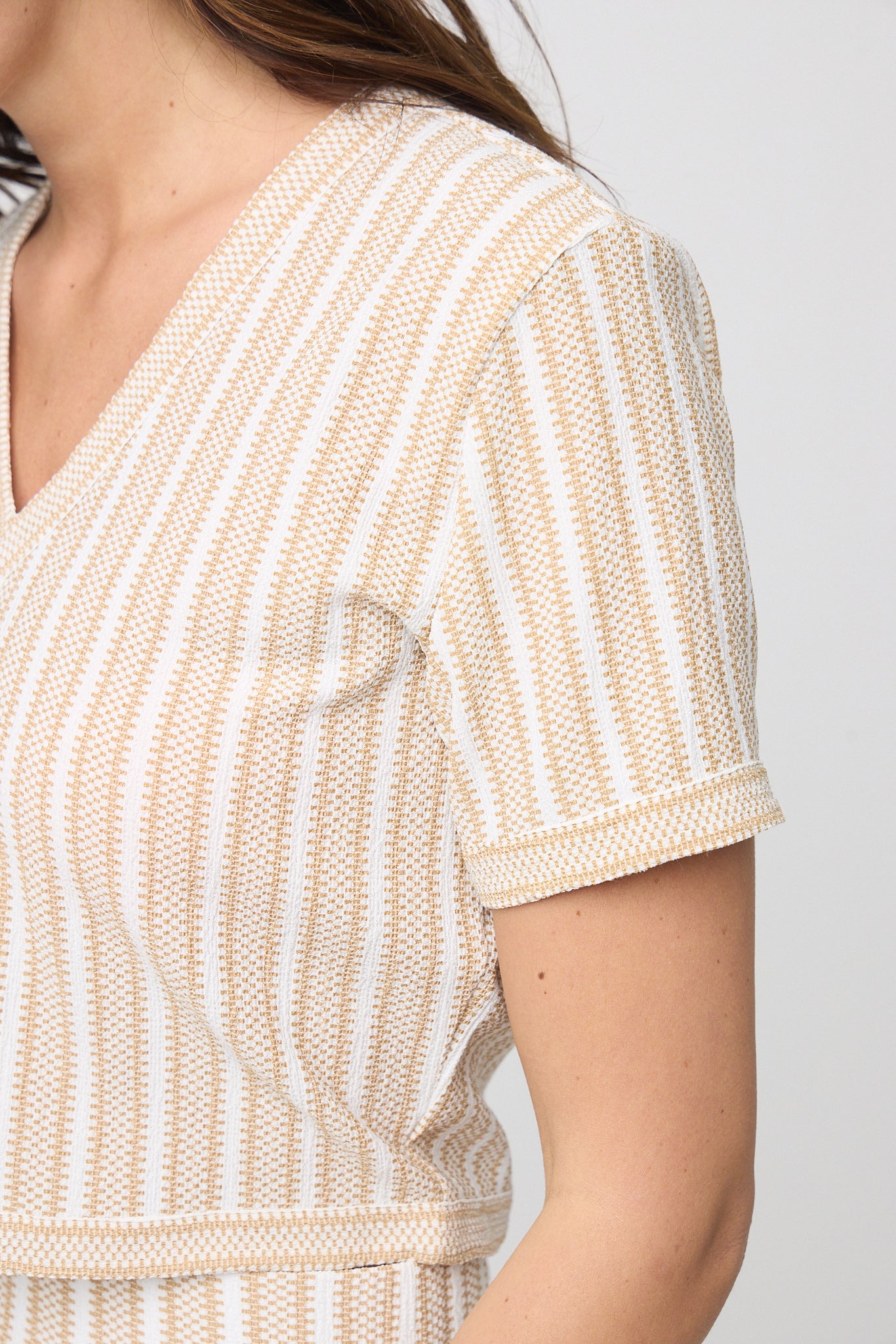 BLUSA CASUAL DE LICRA A RAYAS  MANGA CORTA BARCELONA