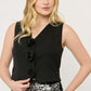 CHALECO  DE MUJER FORMAL CASUAL SASTRE  NEGRO CON FLORES LONDRES