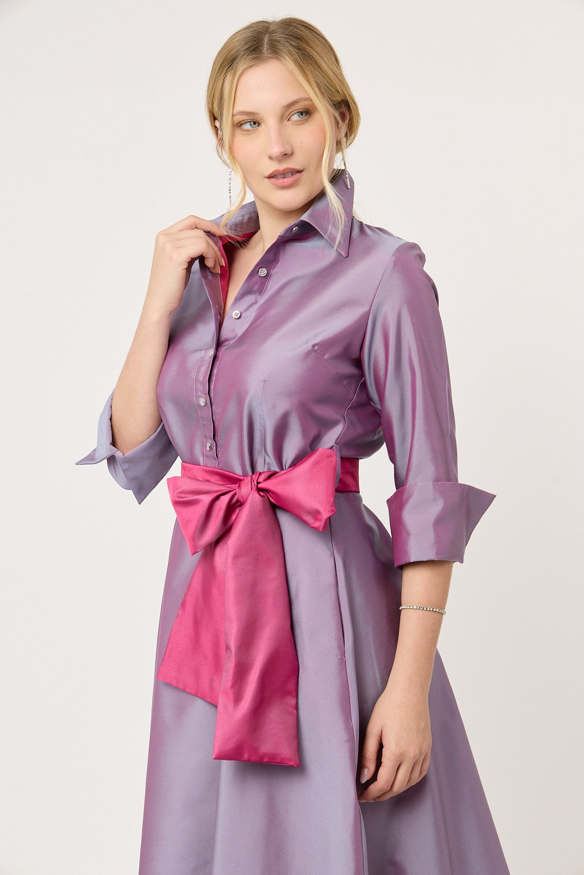 VESTIDO  CAMISERO FORMAL FIESTA ELEGANTE LARGO MIDI CON CINTURÓN BATH