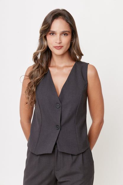 CHALECO SASTRE GRIS PARA MUJER