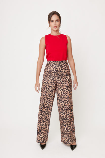 PANTALÓN CASUAL ANIMAL PRINT RELAJADO PARA MUJER