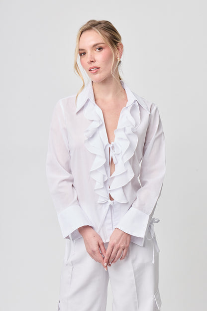 BLUSA CAMISERA MANGA LARGA PARA MUJER 
