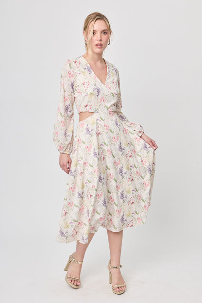 VESTIDO DE FLORES MIDI CASUAL PARA MUJER