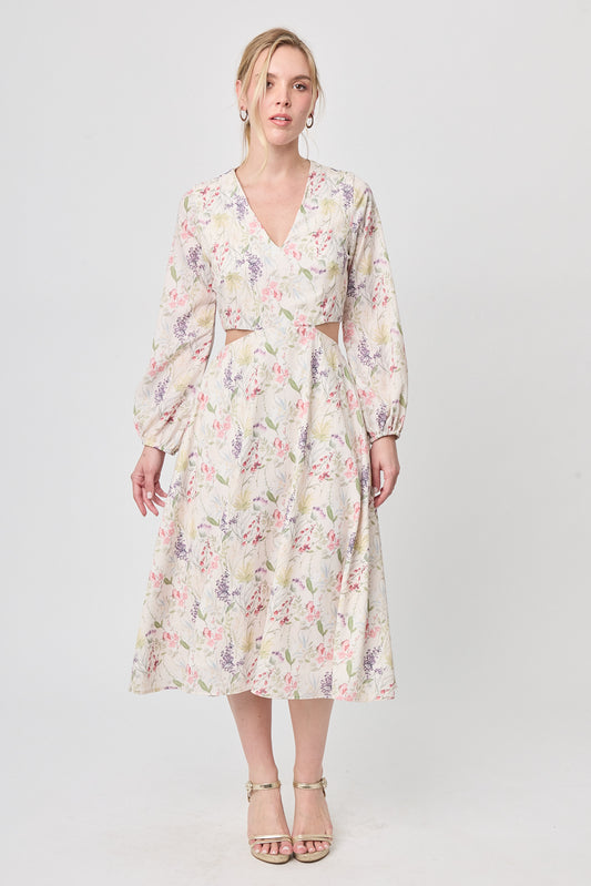 VESTIDO DE FLORES MIDI CASUAL PARA MUJER