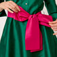 VESTIDO FORMAL CAMISERO VERDE DE TAFETA LARGO MIDI VERT