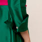 VESTIDO FORMAL CAMISERO VERDE DE TAFETA LARGO MIDI VERT