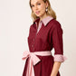 VESTIDO CASUAL CAMISERO DE ALGODÓN CON FALDA TABLEADA Y CINTURÓN SORBONA