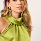 BLUSA SATINADA CUELLO ALTO ENVOLVENTE SIN MANGA Y SISA HALTER ORANGERIE