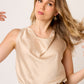 BLUSA SATINADA SIN MANGAS CON CUELLO COLUMPIO GARNIER