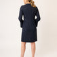 VESTIDO FORMAL RECTO DE MANGA LARGA CON BOTONES DORADOS HAUSSMAN VISTA ESPALDA