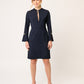 VESTIDO FORMAL RECTO DE MANGA LARGA CON BOTONES DORADOS HAUSSMAN