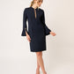 VESTIDO FORMAL RECTO DE MANGA LARGA CON BOTONES DORADOS HAUSSMAN