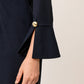 VESTIDO FORMAL RECTO DE MANGA LARGA CON BOTONES DORADOS HAUSSMAN