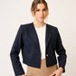CHAQUETA CASUAL AZUL MARINO CON SOLAPAS Y DETALLE DE BOTÓN DORADO HAUSSMAN LARGO CINTURA