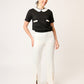 BLUSA NEGRA CASUAL DE TWEED MANGA CORTA CON CUELLO EN SATÍN IVORY LOUVRE